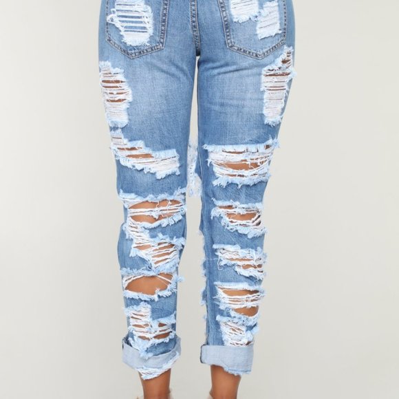 SOLD Fashion Nova No Sensor Distressed Denim Jean SZ 13 - Picture 4 of 13